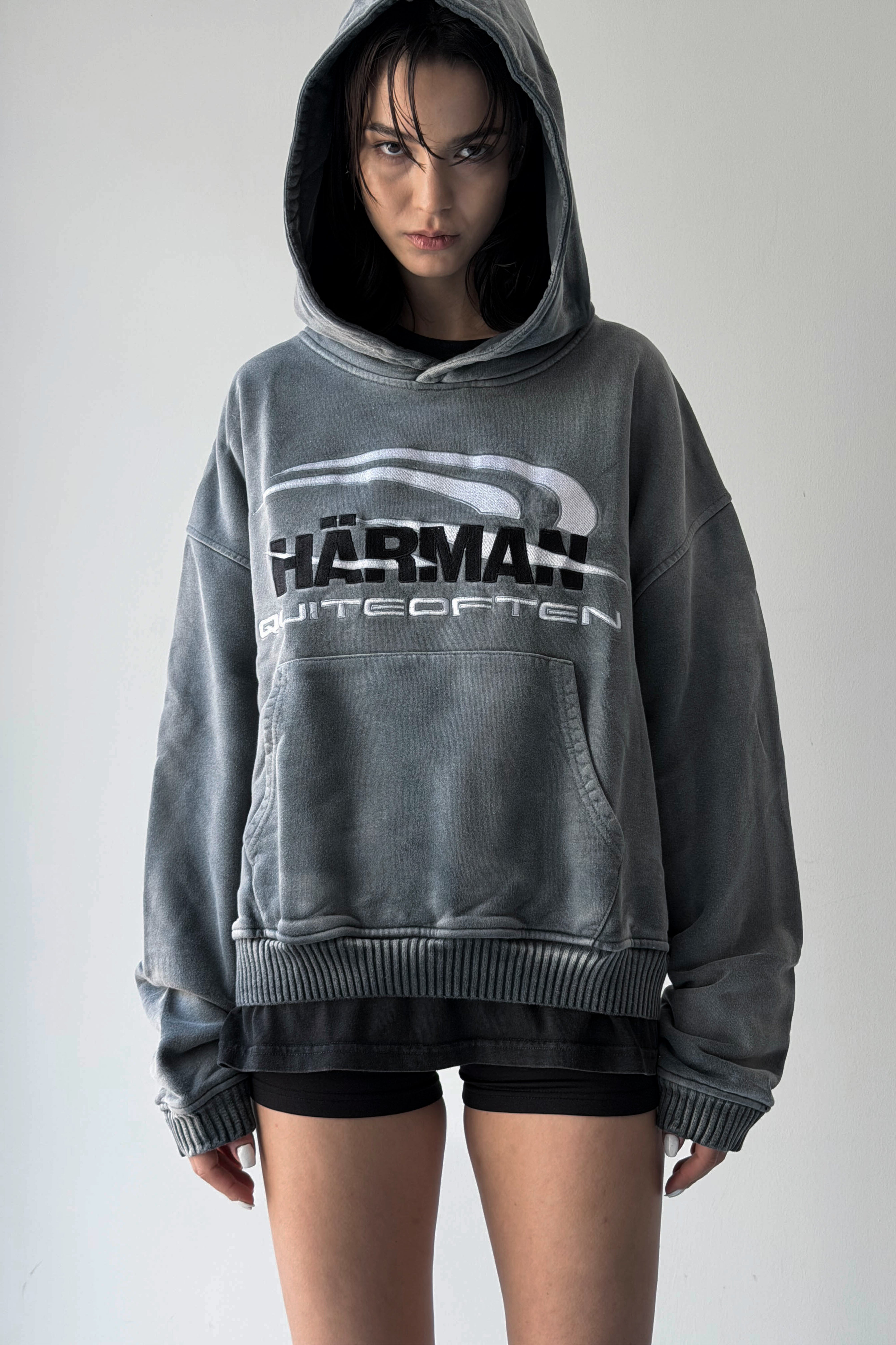 HÄRMAN QUITEOFTEN GREY FADED LOGO HOODIE – HÄRMAN COFFEE