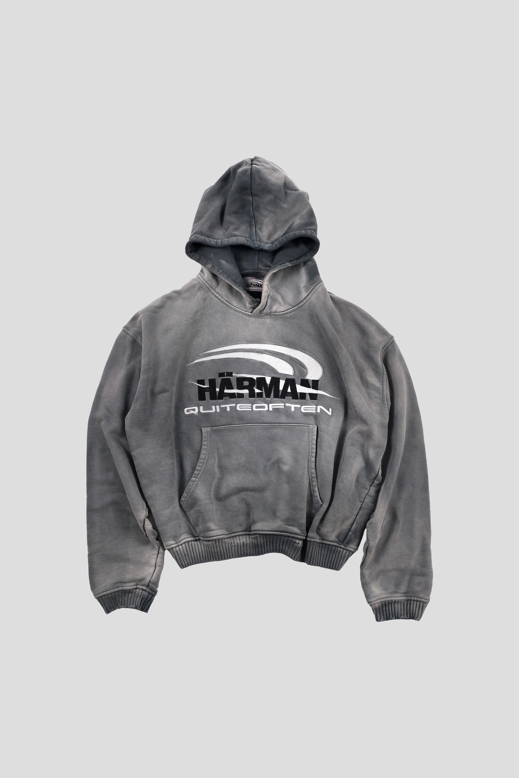 HÄRMAN QUITEOFTEN GREY FADED LOGO HOODIE